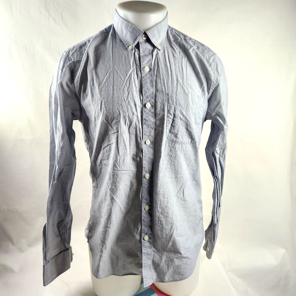 Bonobos Shirt Mens Medium Gray Button Down Slim Fit Lightweight Cotton Casual